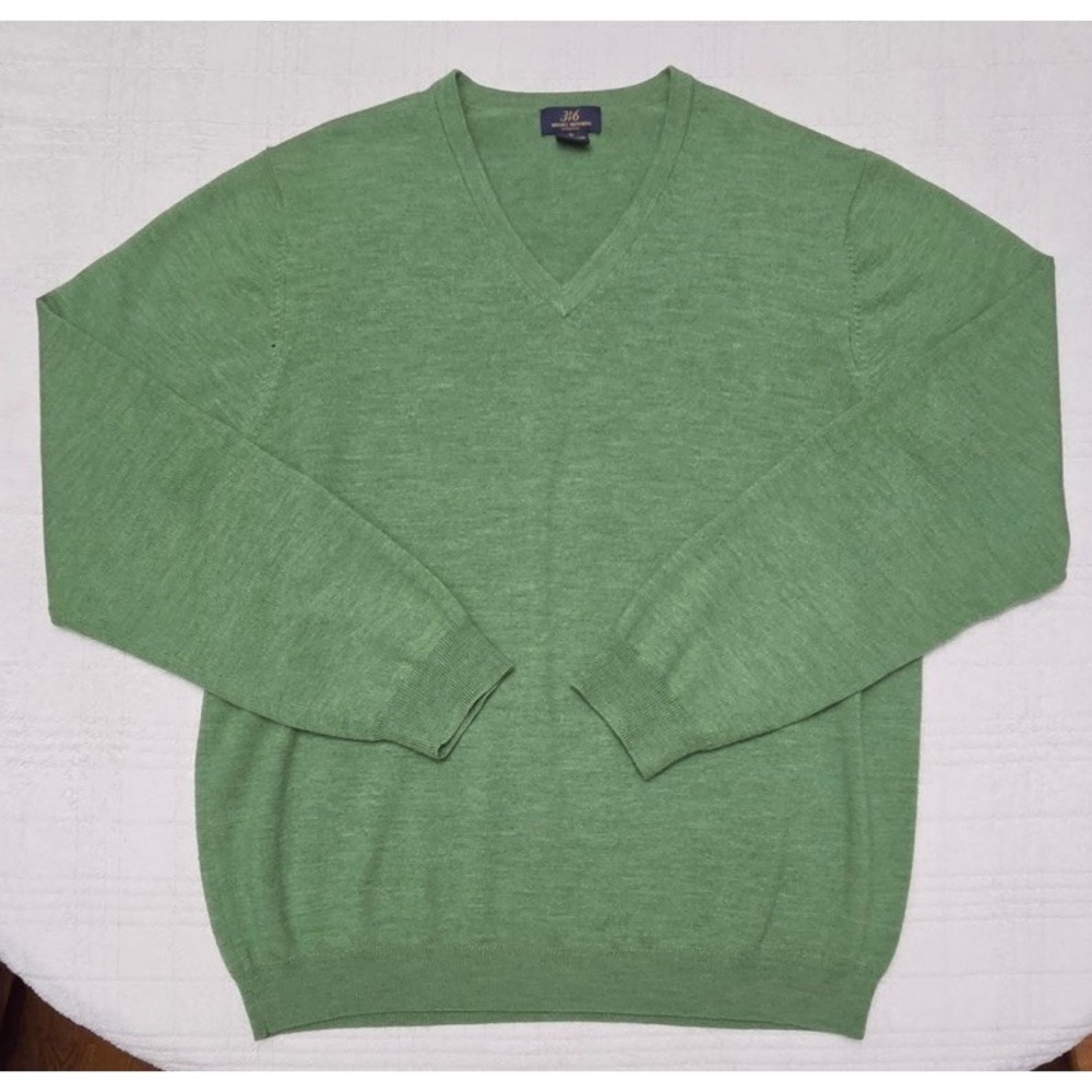 Brooks Brothers 346 Men Size XL Merino Wool Sweater Green Stretch Timeless